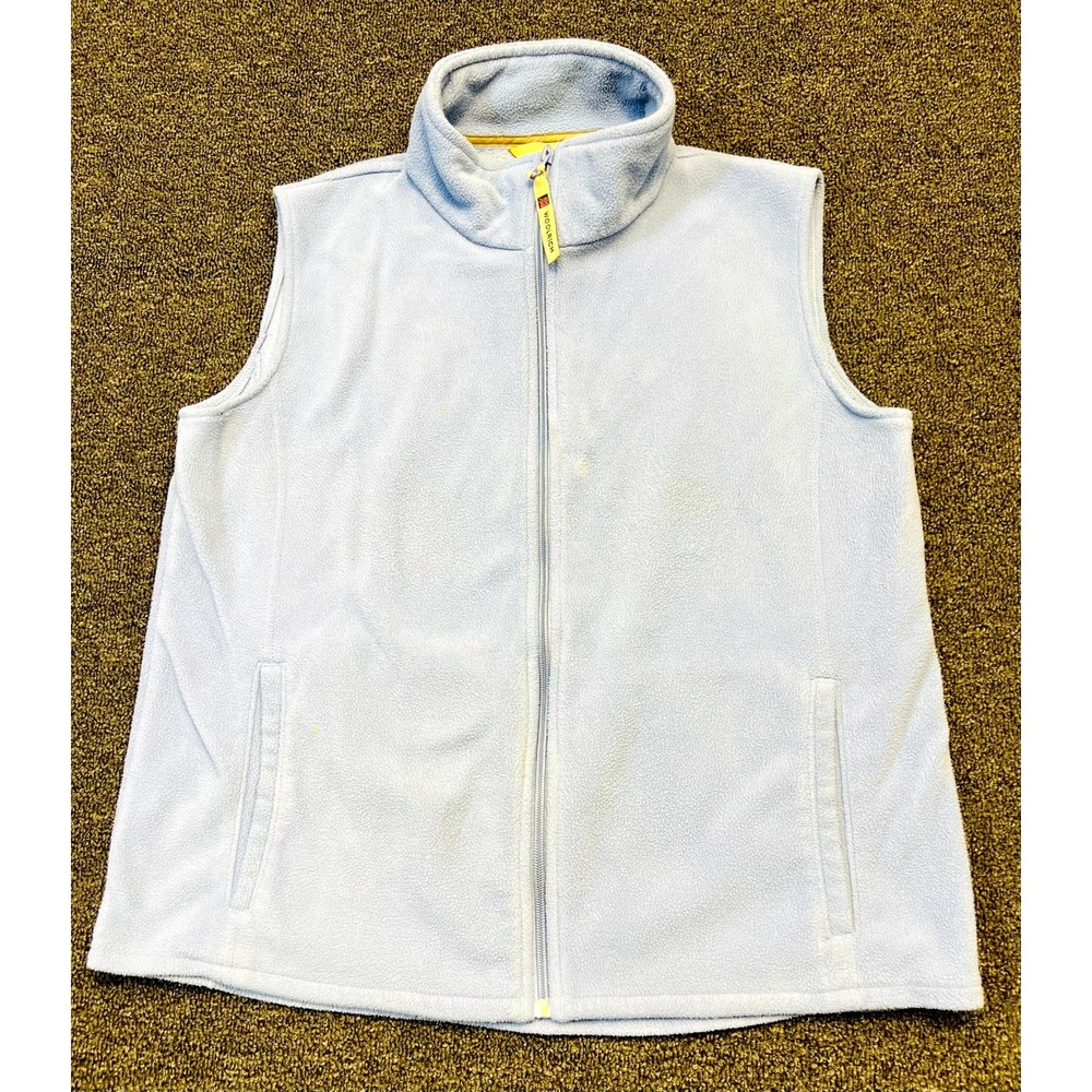 Woolrich Fleece Sweater Vest Women's Medium Blue Heather Sleeveless Full Zipper